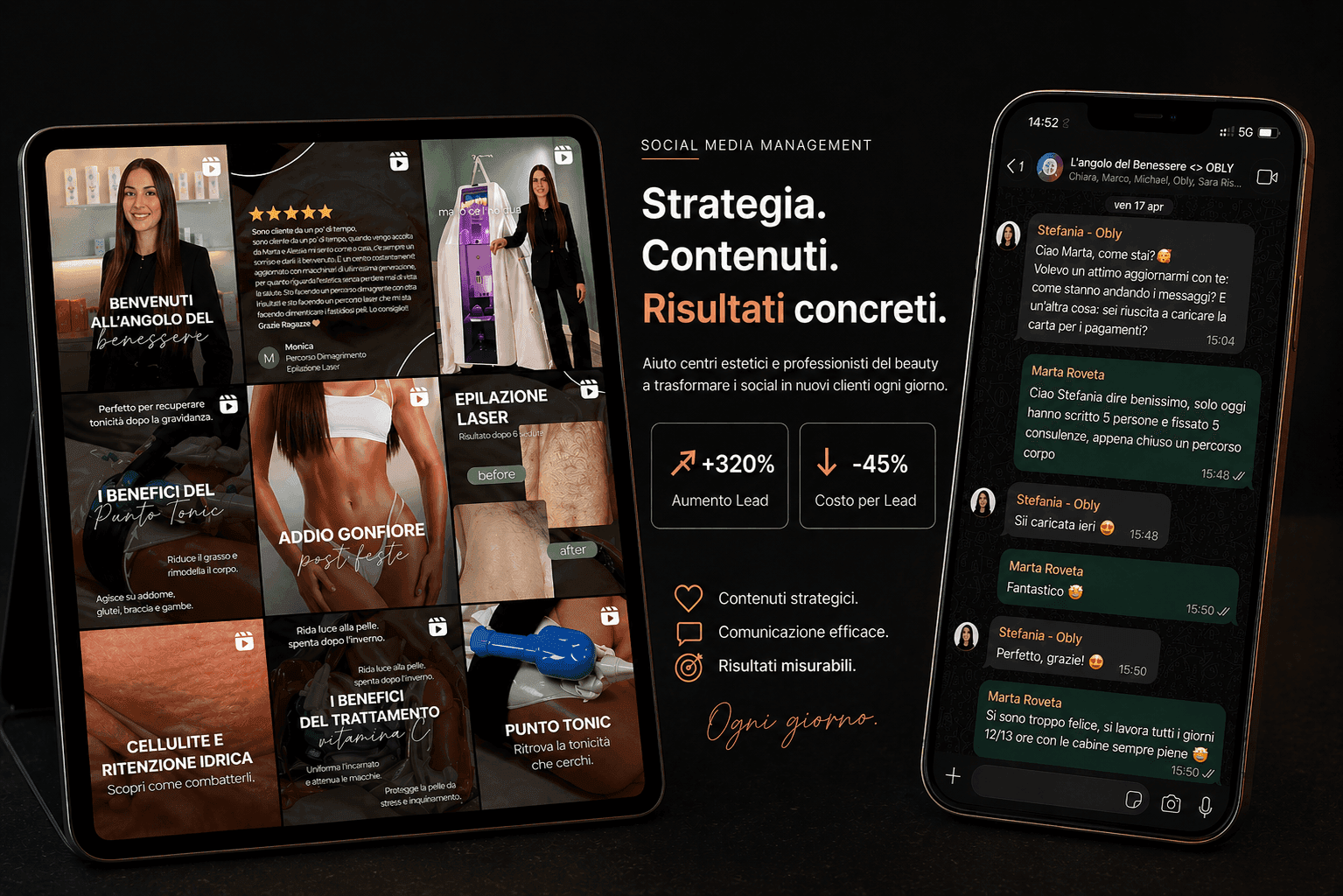 L'Angolo del Benessere — gestione social media per centri estetici