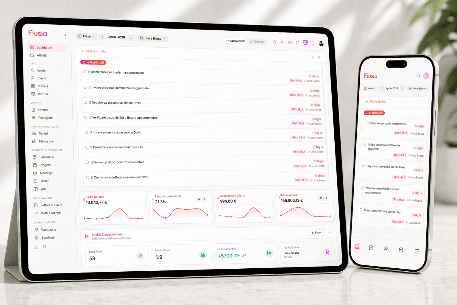 Flusia — CRM e gestionale per agenzie e studi professionali